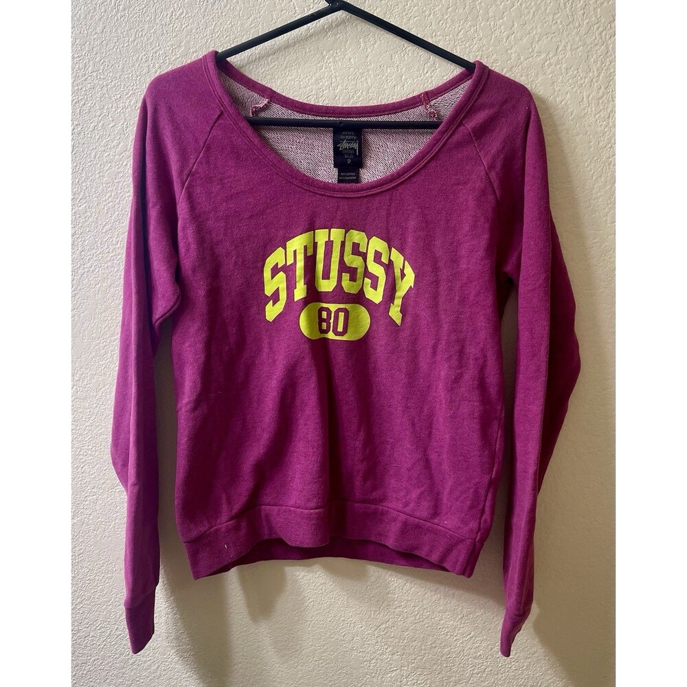 Vintage STUSSY Pink Womens Size Small Crewneck Sweatshirt EUC - Picture 3 of 9